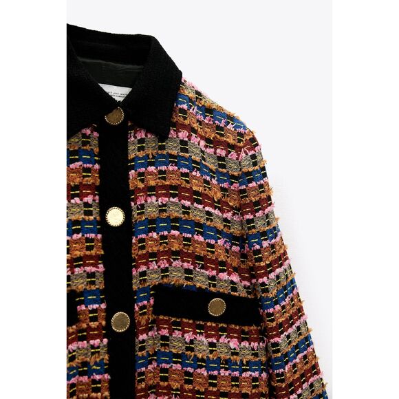Multicolored Zara Chanel-Like Textured Button Down Cardigan Jacket (NWT) - Picture 8 of 10